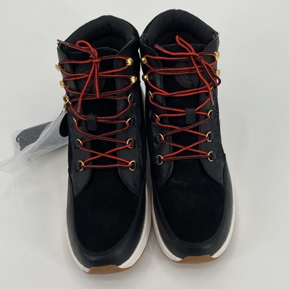 Lauren Ralph Lauren Black Leather Suede Water Resistant Rylee Hiker Sneaker New - Picture 7 of 13